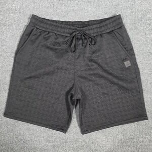 Saints Studio Mens Textured Knit Shorts Black Charcoal Geometric Pattern Size M